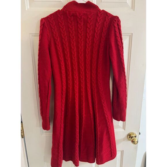JH Jessica Howard Sweater Dress Womens Large Cable Knit Fit & Flare Red Holidays - Picture 2 of 8
